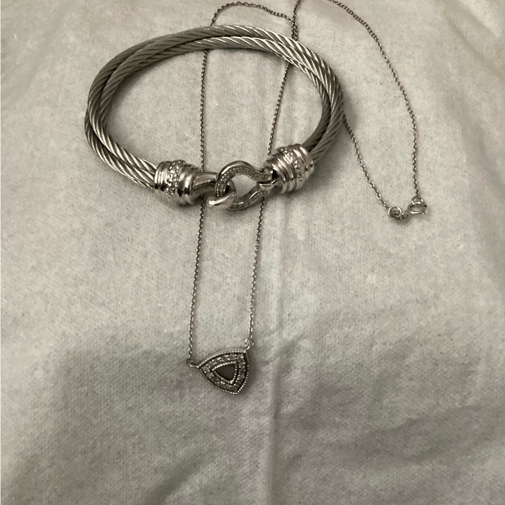 Diamond Silver Bracelet with Decorative Elements